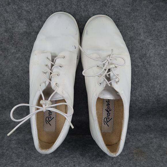 Rockers Shoes Mens 10 Derby Oxford Classic White Lace Up Dress Retro Vintage - Picture 6 of 11